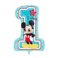 Ballon Mickey Mouse Happy Birthday Numéro 1 - 48 x 71 cm - Anagram