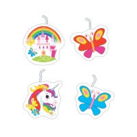 Bougies licorne 2,5 x 2 cm - 4 pièces