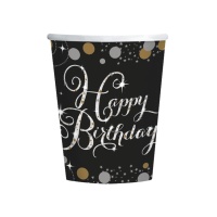 Verres à bulles de champagne Happy Birthday 266 ml - 8 unités