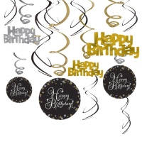 Joyeux anniversaire pendentifs à bulles de champagne - 12 pcs.