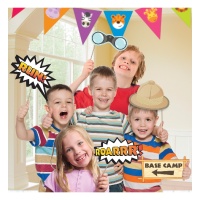 Kit photobooth pour fête safari - 12 pcs.