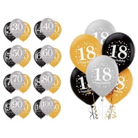 Ballons bulles d'anniversaire Champagne 28 cm - Sempertex - 6 pcs.