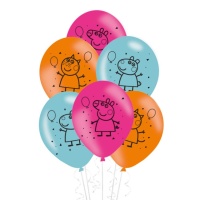 Ballons en latex Peppa Pig 28 cm - 6 pcs.