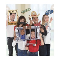 Kit photobooth pour fête de cowboy - 12 unités