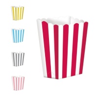 Boîte à pop-corn rayée de 13 cm - 5 pcs.