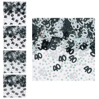 Confettis d'anniversaire noir et argent 14 g