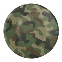 Assiettes militaires de camouflage vertes 23 cm - 8 pcs.