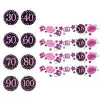 Confettis Pink Birthday avec numéro 34 g