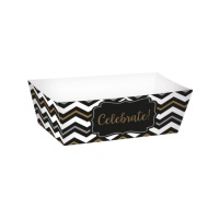 Boîte rectangulaire à chevrons noirs et blancs - 24 pcs.