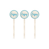 Piques en bois bleu fun - 12 pcs.