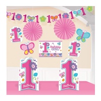 Kit Décoration Premier Anniversaire Papillon - 10 pcs.