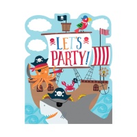 Invitations Requin Pirate - 8 pcs.