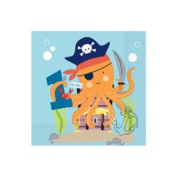 Serviettes de table Pirate Octopus 16,5 x 16,5 cm - 16 pcs.