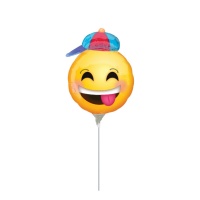 Ballon Emoticon gonflé avec bâton 22 x 23 cm - Anagramme