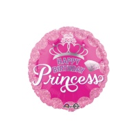 Ballon rond Happy Birthday Princess 43cm - Anagramme