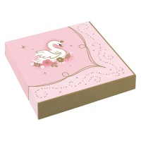 Serviettes de table Cygne blanc 16,5 x 16,5 cm - 16 pcs.