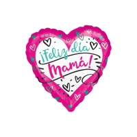 Joyeuse fête des mères Ballon coeur rose 43 cm - Anagramme