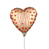 Love You Golden 23cm Ballon gonflable avec tige - Anagramme