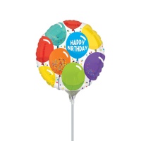 Ballon gonflable avec bâton d'anniversaire 17cm ballons colorés - Anagramme