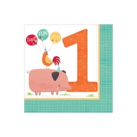 La Ferme Joyeuse 1 abn Serviettes de table 16,5 x 16,5 cm - 16 unités