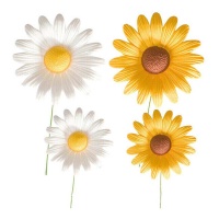 Décoration de gâteau marguerite jaune et blanche 6,5 cm - Dekora - 14 unités