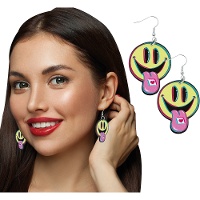 Boucles d'oreilles smiley style années 90
