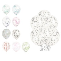 Ballons en latex transparents avec confettis 30 cm - Qualatex - 6 pcs.
