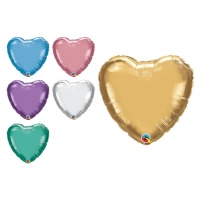 Ballon coeur chromé, 45 cm - Qualatex - 1 pièce