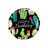 Ballon rond Cactus Happy Birthday