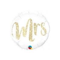 Mrs ballon rond blanc 46 cm - Qualatex