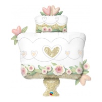 Silhouette de gâteau de mariage ballon XL - 104 cm - Qualatex