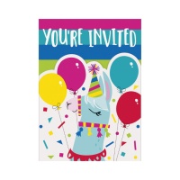 Invitations pour une fête de Lamas - 8 pièces