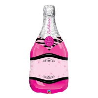 Ballon silhouette bouteille de champagne XL rose 99 cm - Qualatex