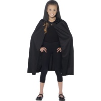 Cape noire pour enfant 75 cm avec capuche