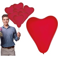 Ballons en latex en forme de coeur rouges - Lot de 10