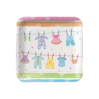 Assiettes carrées 23 cm Baby Clothing - 8 pièces