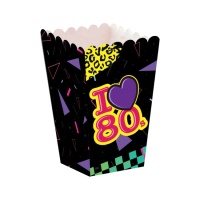 Boîte à pop-corn des années 80 - 12 pcs.