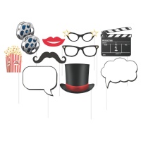 Kit de Photobooth pour les fêtes de Hollywood - 10 pcs.