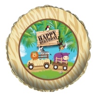 Ballon rond 45cm Happy Birthday Safari Adventure - Creative Converting