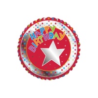 Ballon rond étoile Happy Birthday 45cm - Creative Converting
