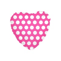 Ballon coeur à pois fuchsia de 45 cm - 1 unité
