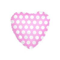Ballon coeur avec pois roses de 45 cm - 1 unité