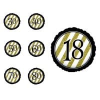 Ballon d'anniversaire noir et or avec numéro 45 cm - Creative Converting