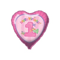 Ballon Happy Birthday 1 an fille 45 cm - Creative Converting