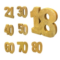 Centre de table numéro doré avec paillettes