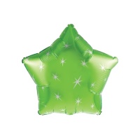 Ballon étoile avec paillettes vertes 45 cm - 1 unité