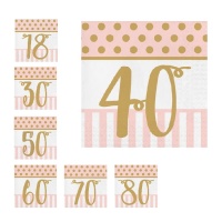 Serviettes Pink Chic Anniversaire16,5 x 16,5 cm - 20 pcs.