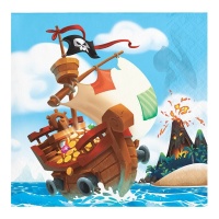 Serviettes de table Bateau de Pirate 12.5 x 12.5 cm - 16 pièces