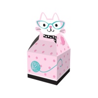 Petite boîte en carton avec figurine de chat - 8 pcs.