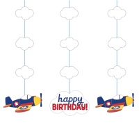 Suspensions décoratives Happy Birthday Aviateurs - 91 cm - 3 unités